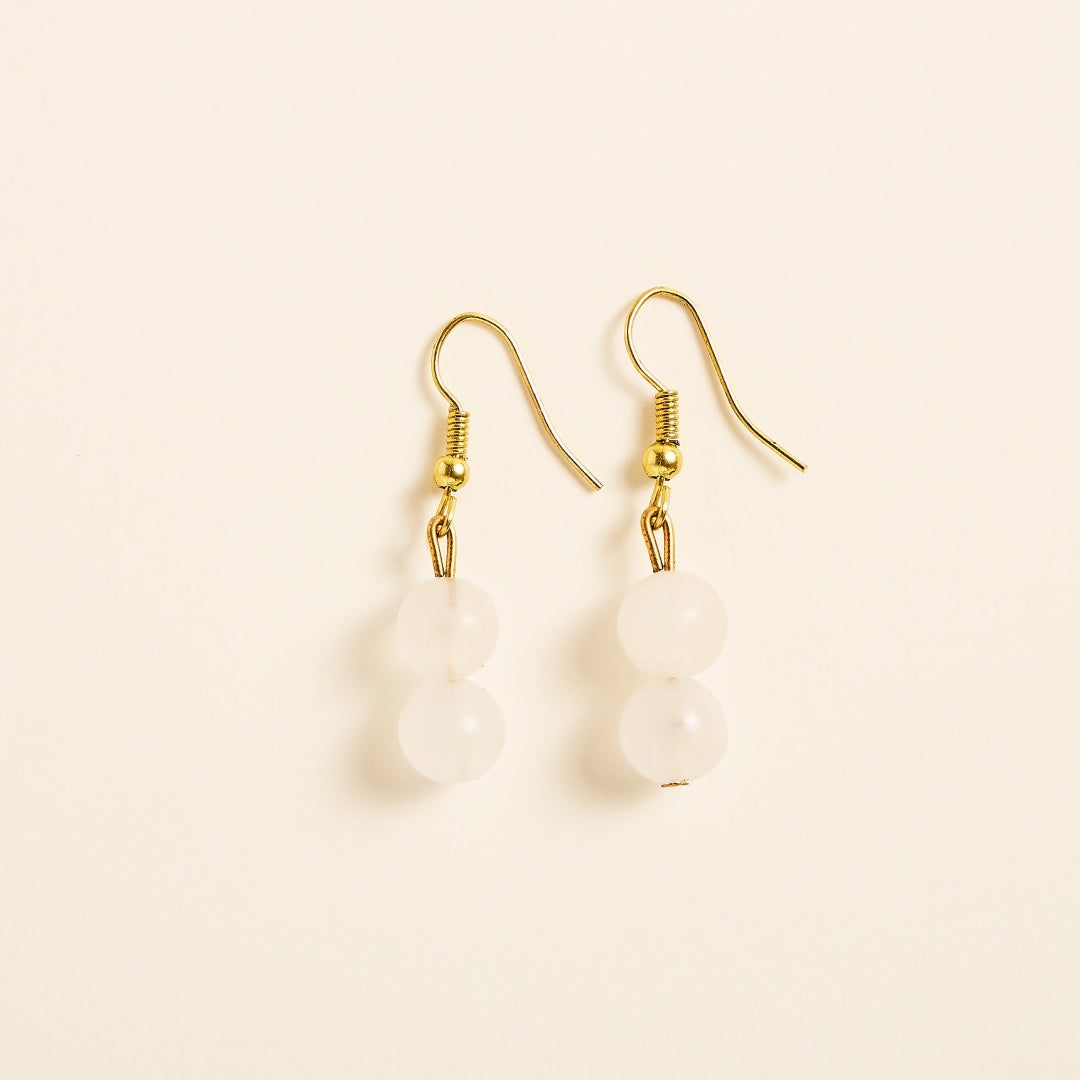 Boucles d'Oreilles Quartz Blanc