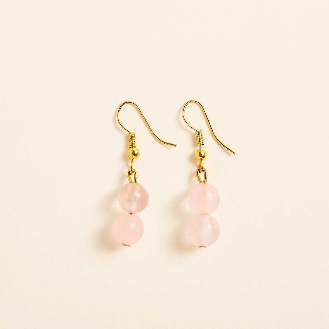Boucles d'Oreilles Quartz Rose