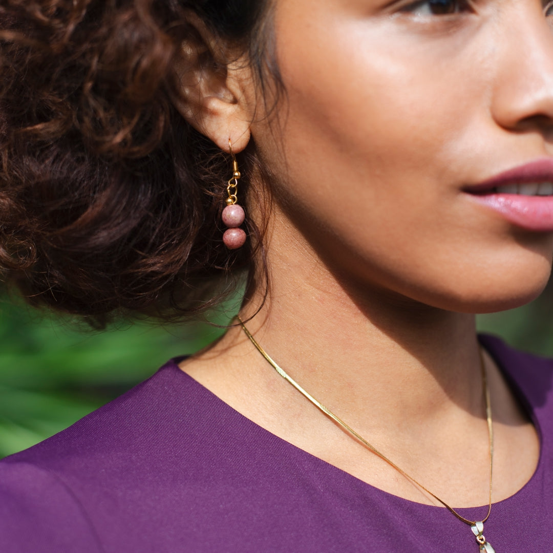 Boucles d'Oreilles Rhodonite
