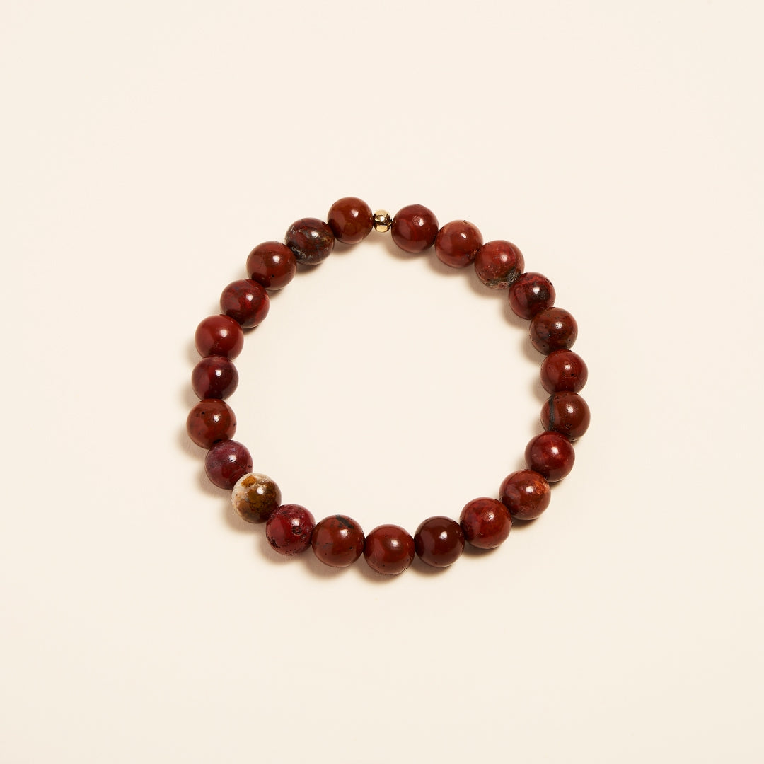 Bracelet Jaspe Rouge en Perles