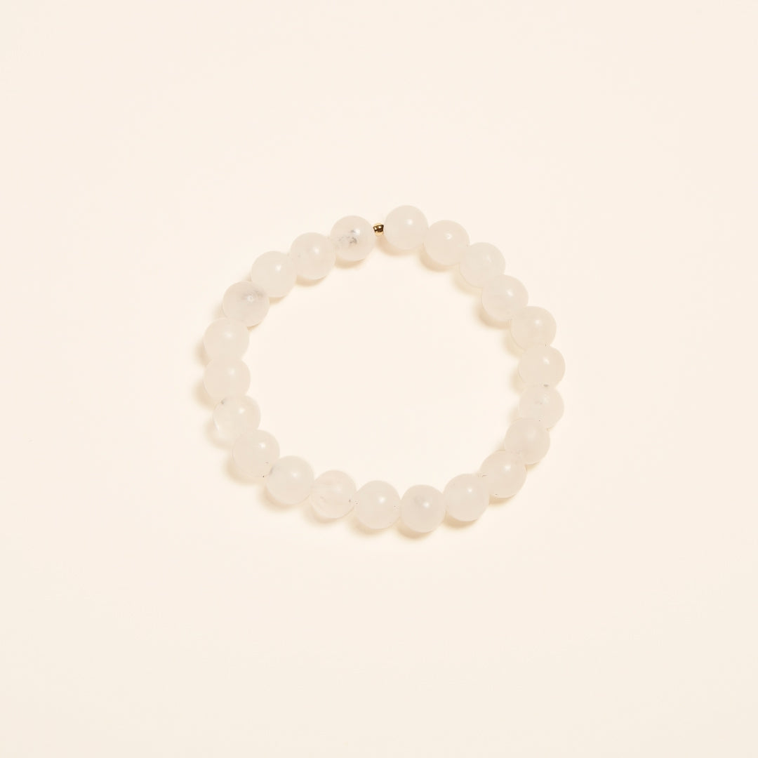 Bracelet Quartz Blanc en Perles