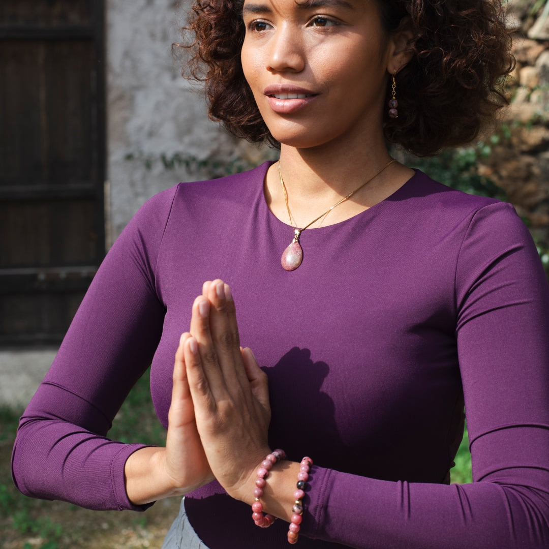Collier avec Pendentif Rhodonite