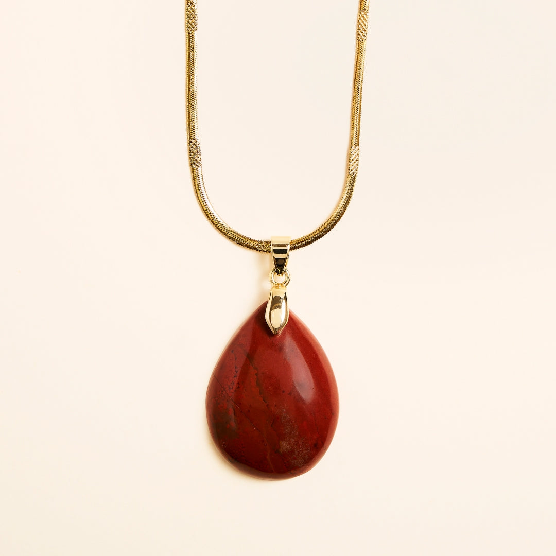 Collier avec Pendentif Jaspe Rouge