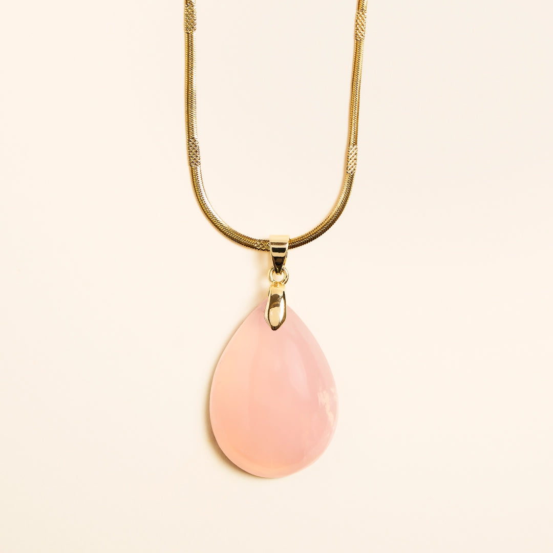 Collier avec Pendentif Quartz Rose