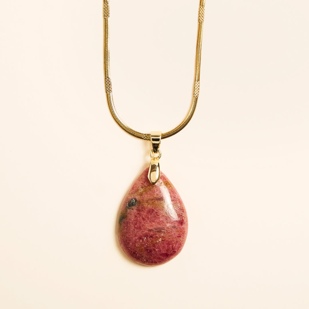 Collier avec Pendentif Rhodonite