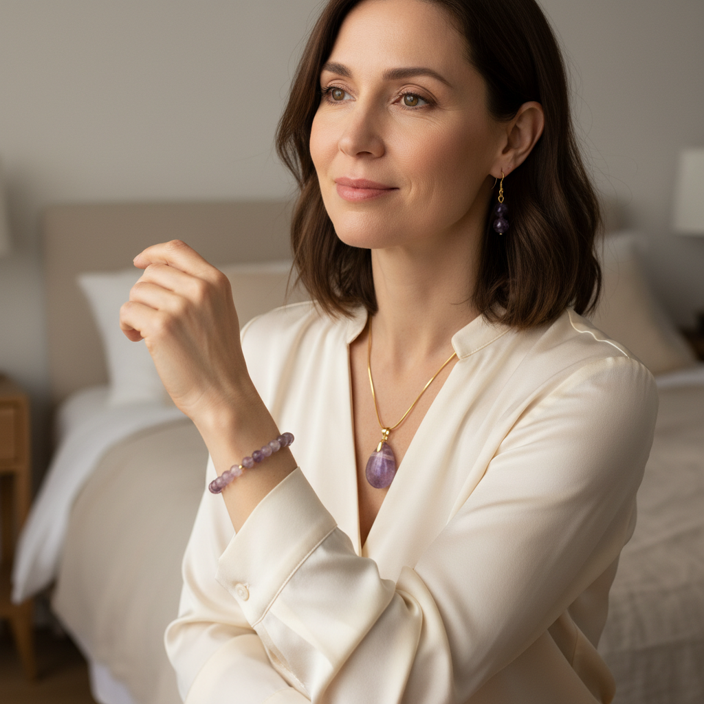 Coffret parure trio bijoux "Harmonie" - Améthyste