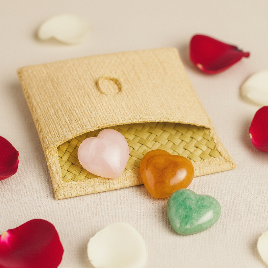 Coffret trio cœurs "Douceur" - Amazonite, Quartz Rose et Feu