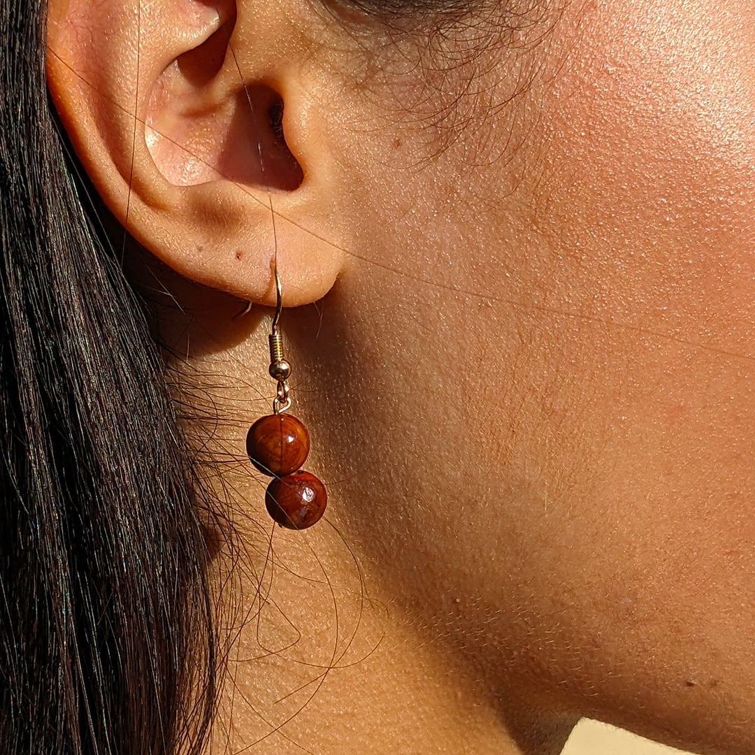 Boucles d'Oreilles Jaspe Rouge