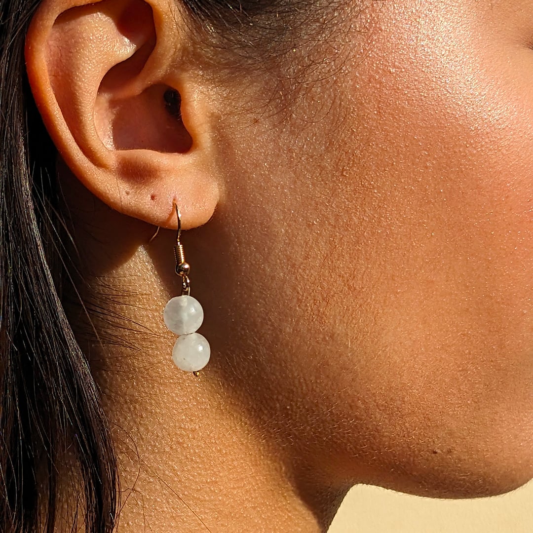 Boucles d'Oreilles Quartz Blanc