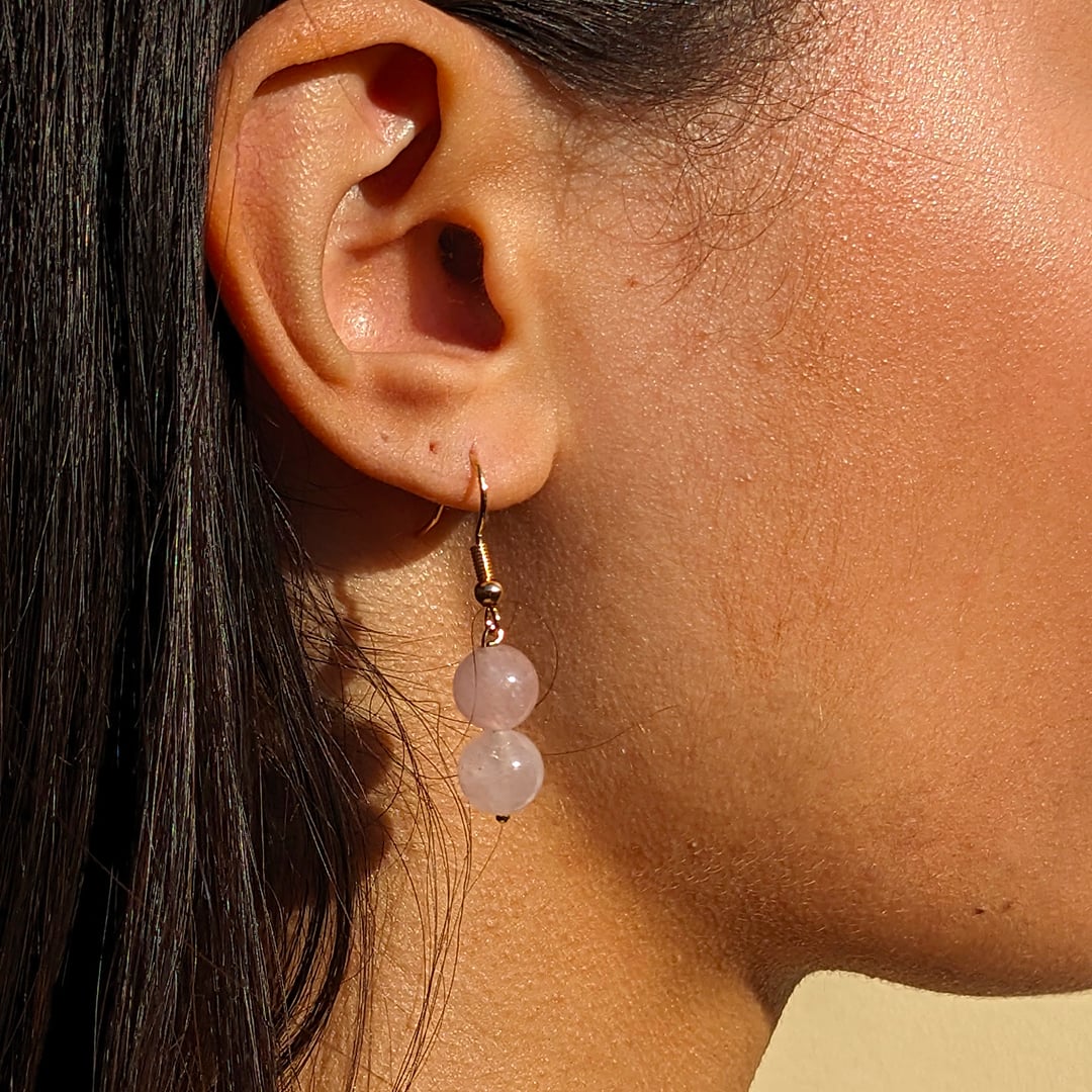 Boucles d'Oreilles Quartz Rose