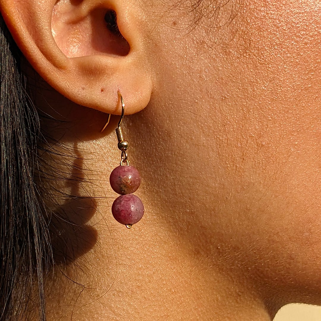Boucles d'Oreilles Rhodonite