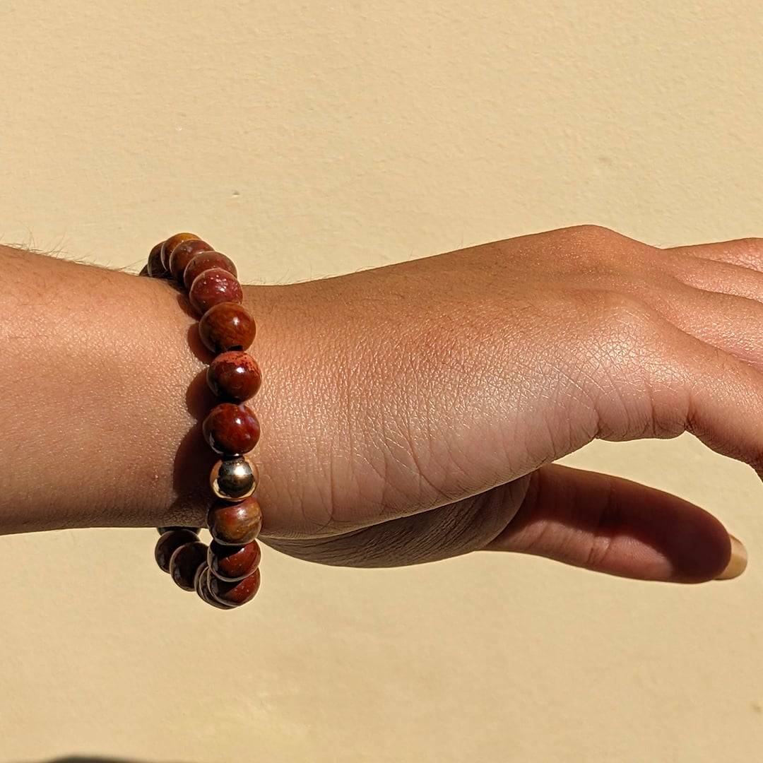 Bracelet Jaspe Rouge en Perles