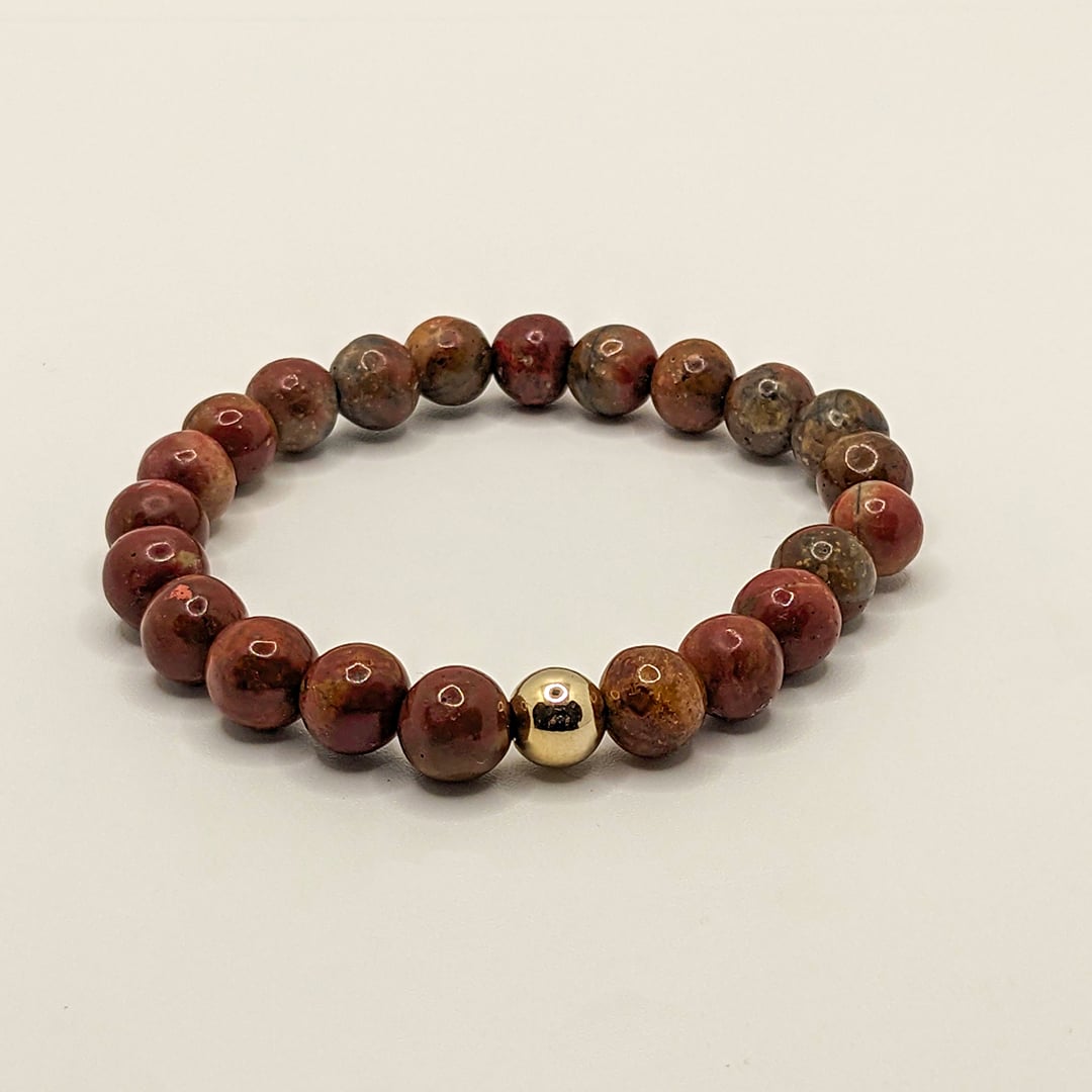 Bracelet Jaspe Rouge en Perles