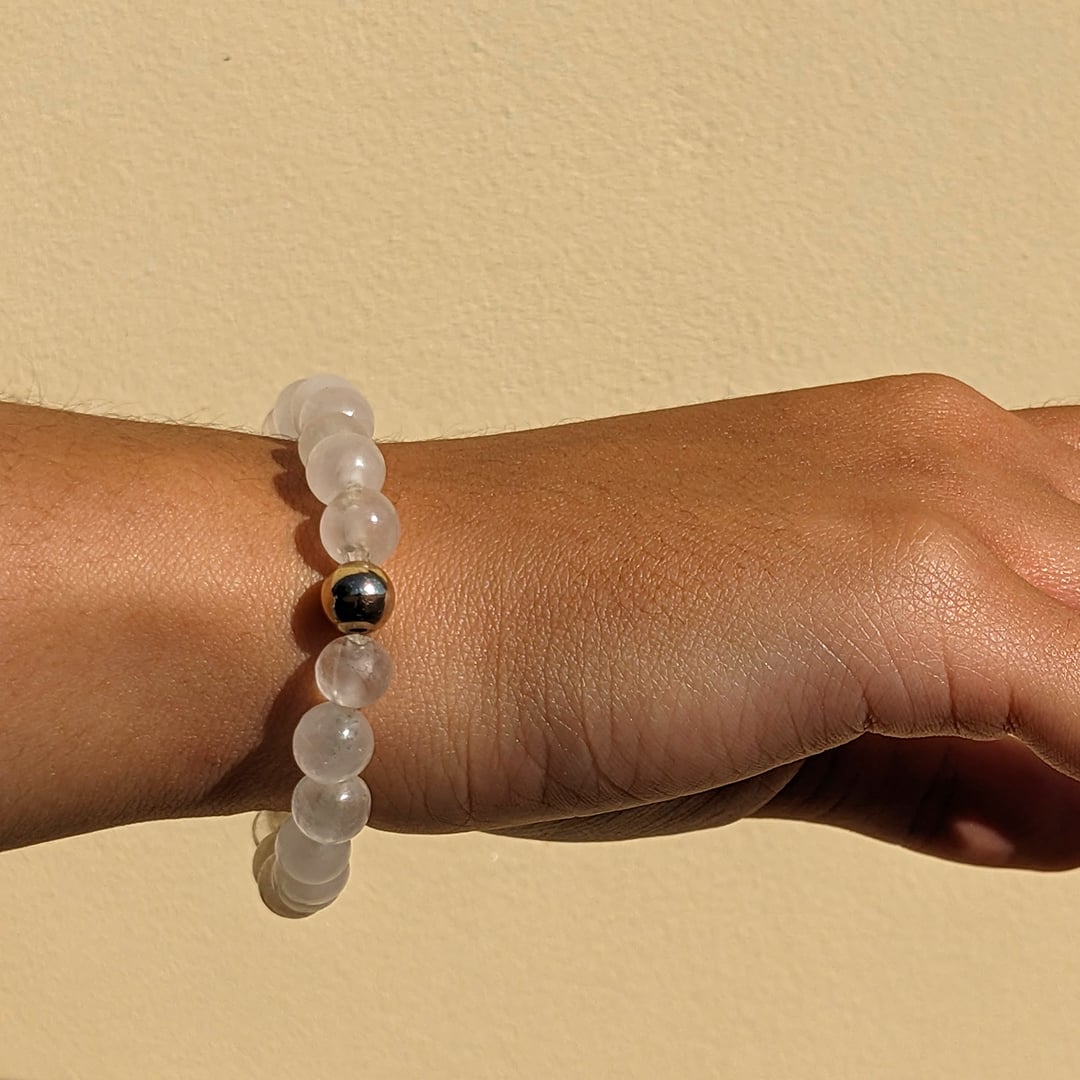 Bracelet Quartz Blanc en Perles