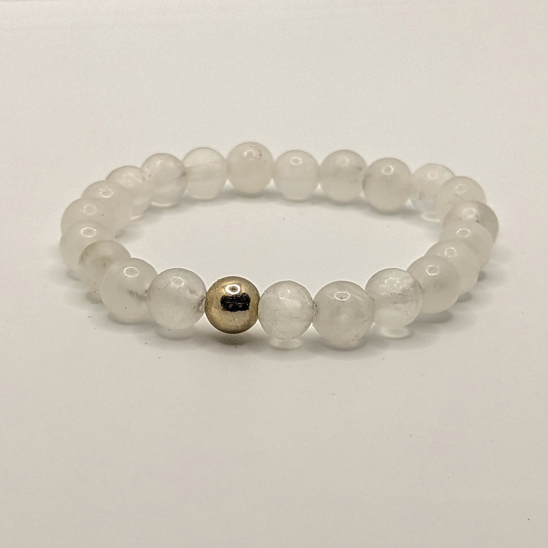 Bracelet Quartz Blanc en Perles