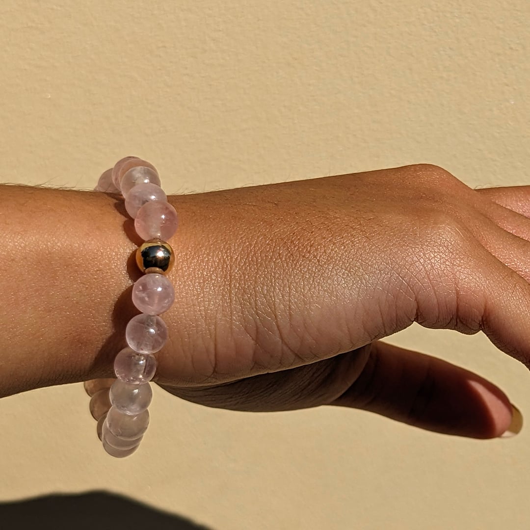 Bracelet Quartz Rose en Perles