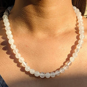 Collier Quartz Blanc en Perles