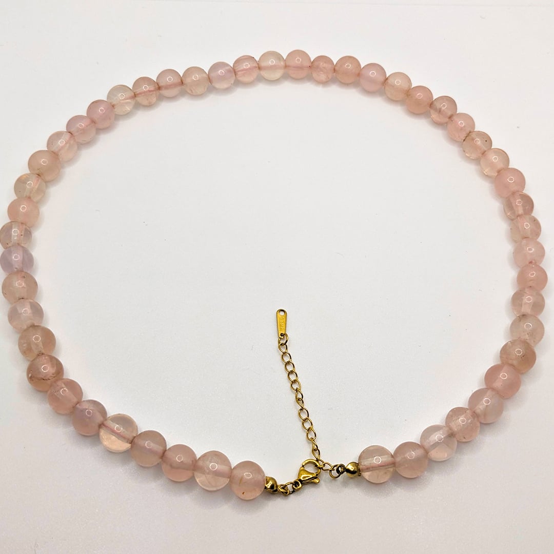 Collier Quartz Rose en Perles