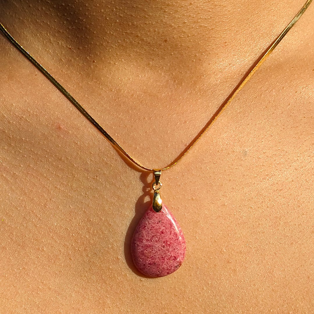 Collier avec Pendentif Rhodonite