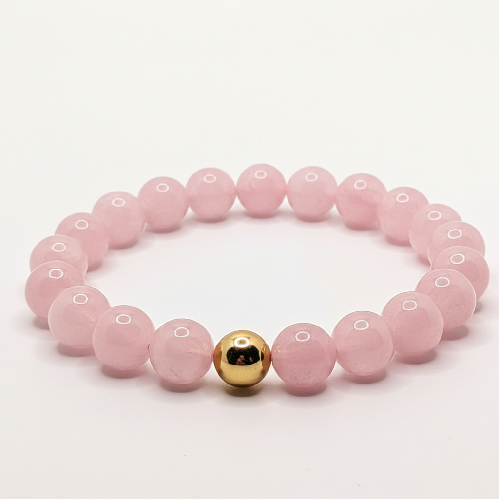 Bracelet Quartz Rose en Perles